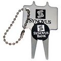 Bent Metal Golf Divot Tool with Ball Marker & Bead Chain